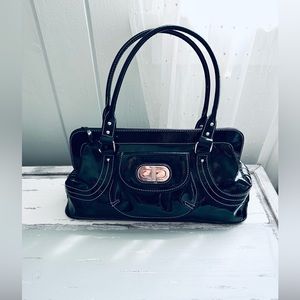 Vintage Franco Sarto Black Faux Leather Handbag